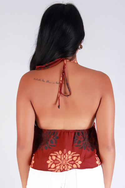 Jeans Warehouse Hawaii - TANK PRINT WOVEN DRESSY TOPS - MANGO QUILT BABYDOLL HALTER TOP | By LUZ