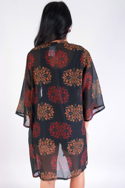Jeans Warehouse Hawaii - S/S PRINT WOVEN DRESSY TOPS - MANGO QUILT CHIFFON CARDIGAN | By LUZ