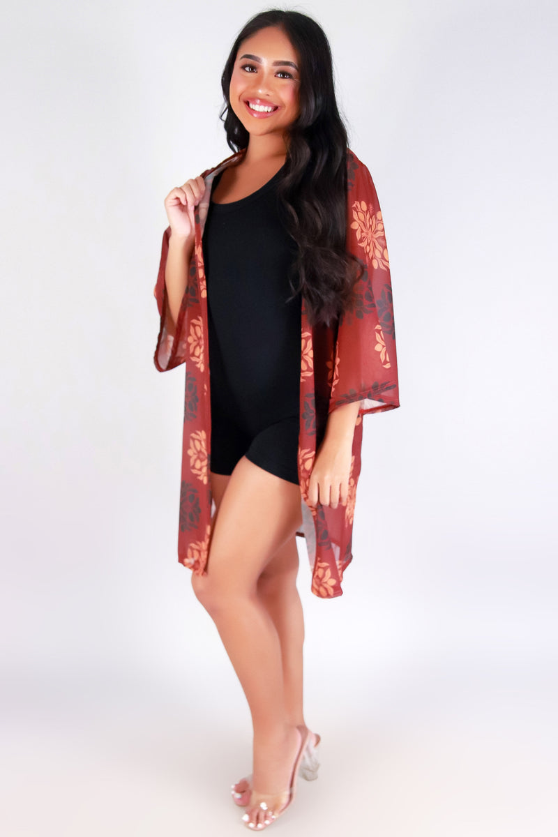 Jeans Warehouse Hawaii - S/S PRINT WOVEN DRESSY TOPS - MANGO QUILT CHIFFON CARDIGAN | By LUZ