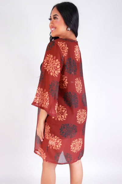 Jeans Warehouse Hawaii - S/S PRINT WOVEN DRESSY TOPS - MANGO QUILT CHIFFON CARDIGAN | By LUZ