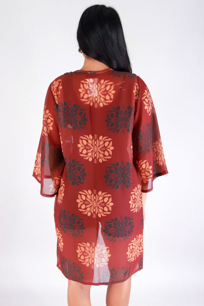 Jeans Warehouse Hawaii - S/S PRINT WOVEN DRESSY TOPS - MANGO QUILT CHIFFON CARDIGAN | By LUZ