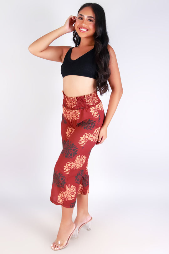 MANGO QUILT SMOCKED WAIST PANTS