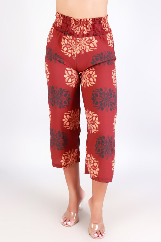 Jeans Warehouse Hawaii - PRINT WOVEN PANTS - MANGO QUILT SMOCKED WAIST PANTS | By LUZ