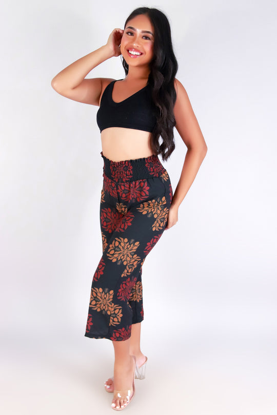 MANGO QUILT SMOCKED WAIST PANTS