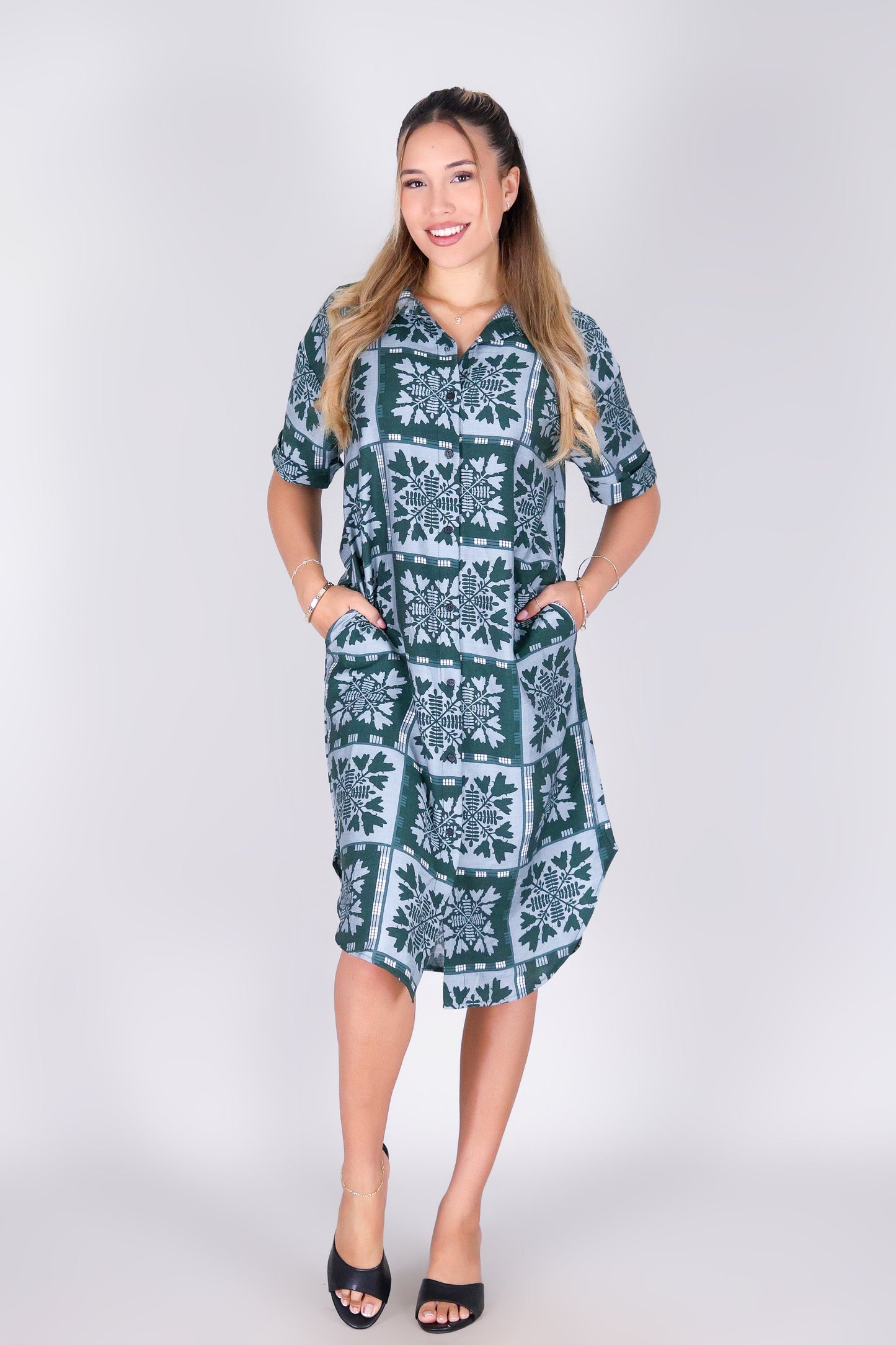 ULEI QUILT BUTTON DOWN DRESS