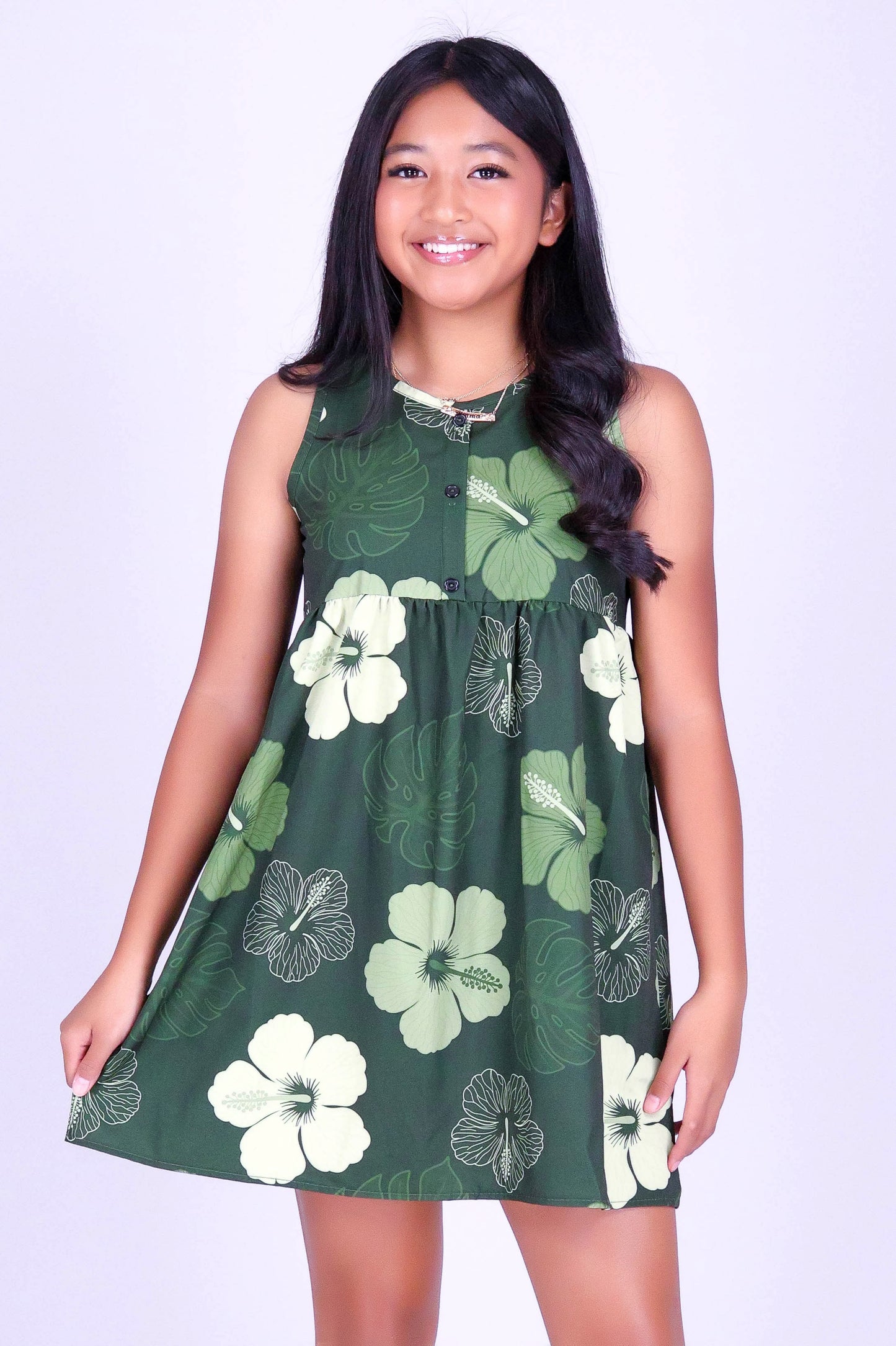 HIBISCUS PARADISE MINI BABYDOLL DRESS | KIDS SIZE 2-16
