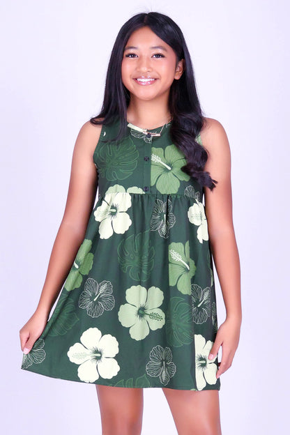 HIBISCUS PARADISE MINI BABYDOLL DRESS | KIDS SIZE 2-16