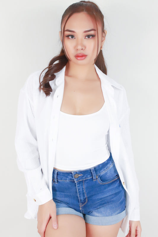 Jeans Warehouse Hawaii - L/S PRINT WOVEN CASUAL TOPS - SEA SUN SAND BUTTON DOWN TOP | By IKEDDI IMPORTS