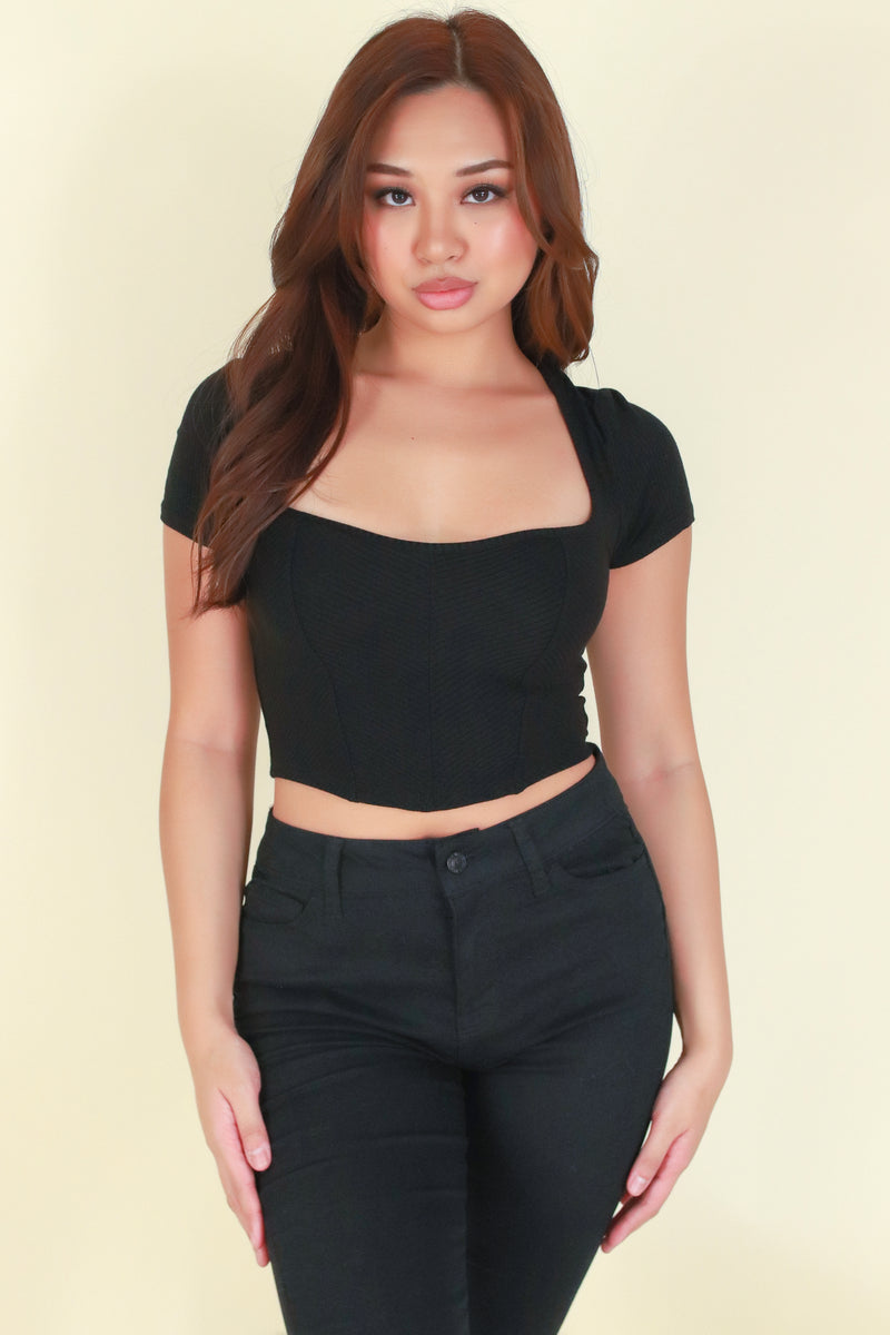 Jeans Warehouse Hawaii - SS CASUAL SOLID - NEED IT BACK CROP TOP | By CRESCITA APPAREL/SHINE I