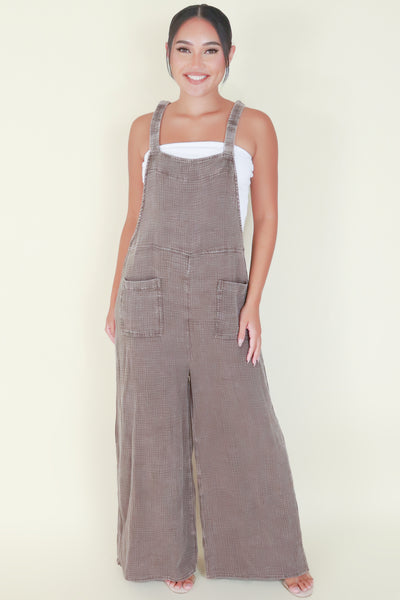 Jeans Warehouse Hawaii - SOLID CASUAL JUMPSUITS - COFFEE RUN JUMPSUIT | By ZENANA (KC EXCLUSIVE,INC