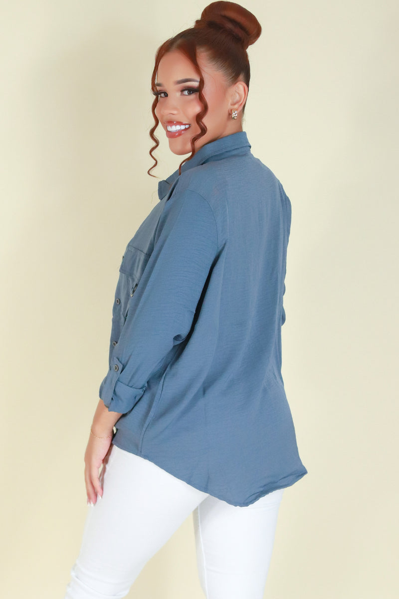 Jeans Warehouse Hawaii - L/S SOLID WOVEN DRESSY TOPS - TAKE THE DEAL TOP | By IKEDDI IMPORTS