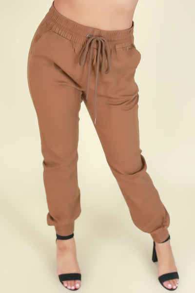Jeans Warehouse Hawaii - SOLID WOVEN PANTS - WORK AT IT JOGGERS | By CHOCOLATE USA