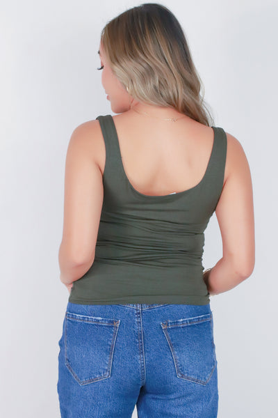 Jeans Warehouse Hawaii - S/L SOLID KNIT TOPS - SLEEVELESS SQUARE NECK TOP | By OLIVE & CO
