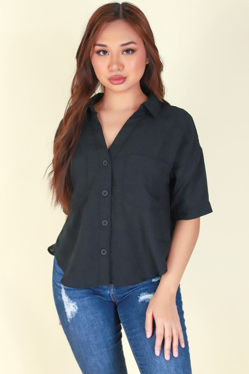 Jeans Warehouse Hawaii - S/S SOLID WOVEN CASUAL TOPS - EVERYWHERE YOU GO TOP | By MINE FASHION