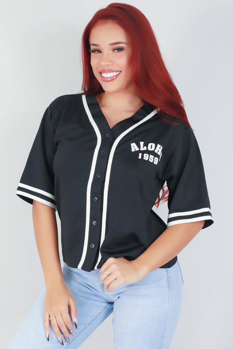 Jeans Warehouse Hawaii - S/S PRINT WOVEN CASUAL TOPS - ALOHA 1959 BASEBALL JERSEY | By I JOAH