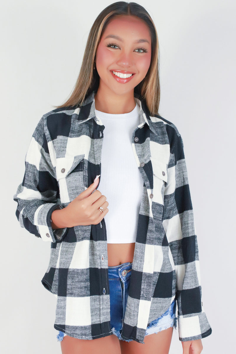 Jeans Warehouse Hawaii - L/S PRINT WOVEN CASUAL TOPS - RUNNING ERRANDS TOP | By STYLE MELODY
