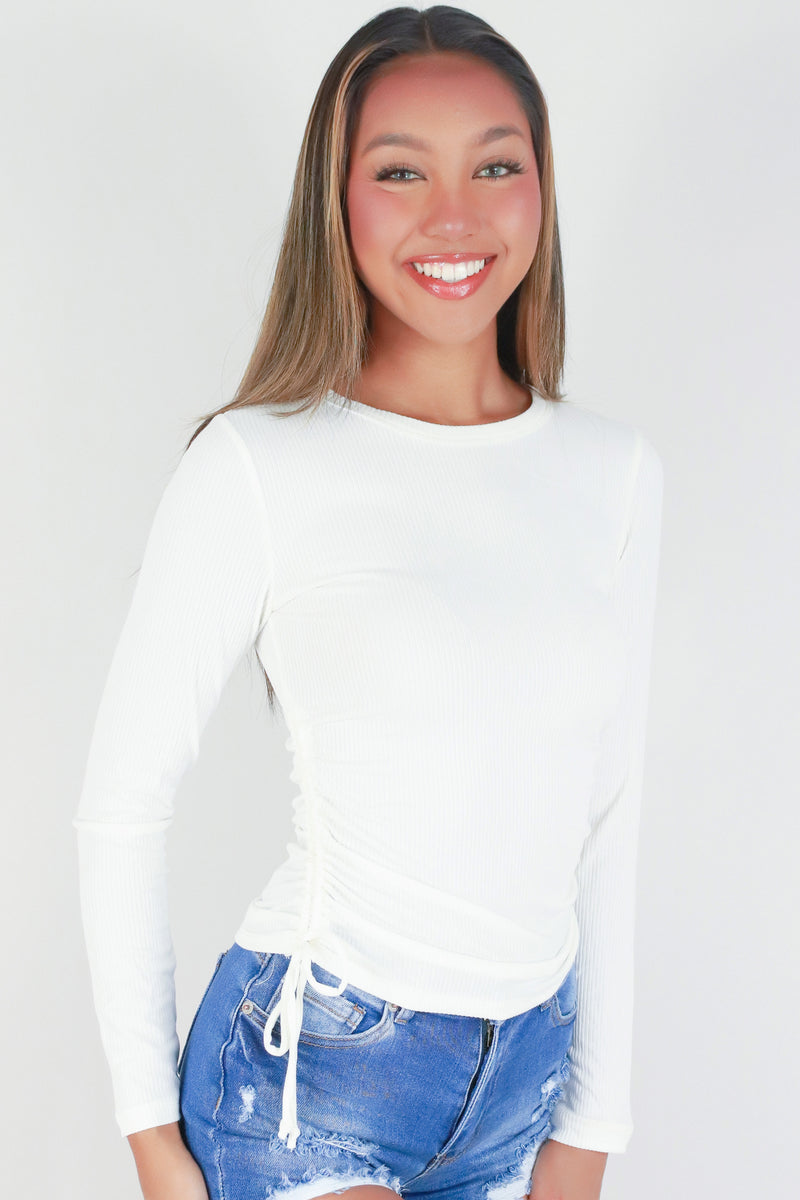 Jeans Warehouse Hawaii - LS CASUAL SOLID - SET IT FREE TOP | By HEART & HIPS