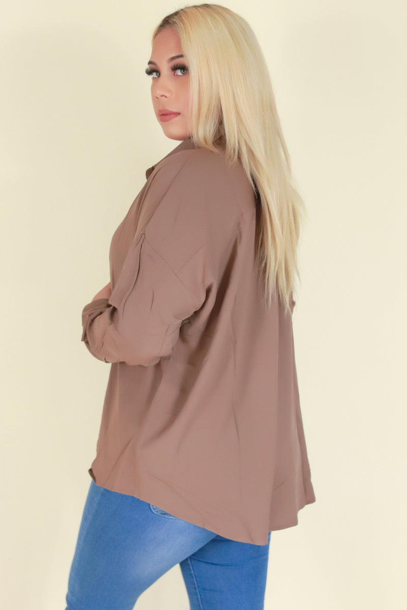 Jeans Warehouse Hawaii - PLUS 3/4&L/S SOLID WOVEN TOPS - DO IT YOURSELF TOP | By AMBIANCE APPAREL