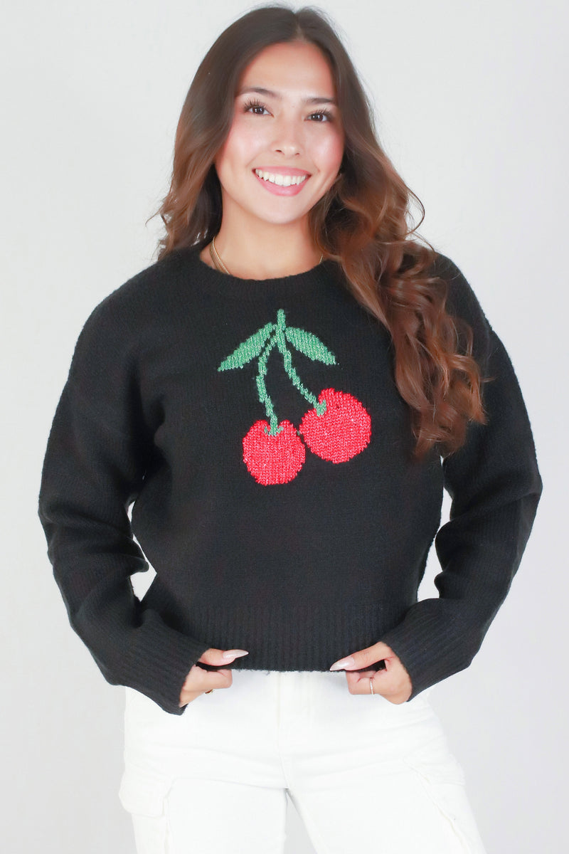 Jeans Warehouse Hawaii - PTTN LONG SLV TOPS - CHERRY GIRL SWEATER | By ALMOST FAMOUS