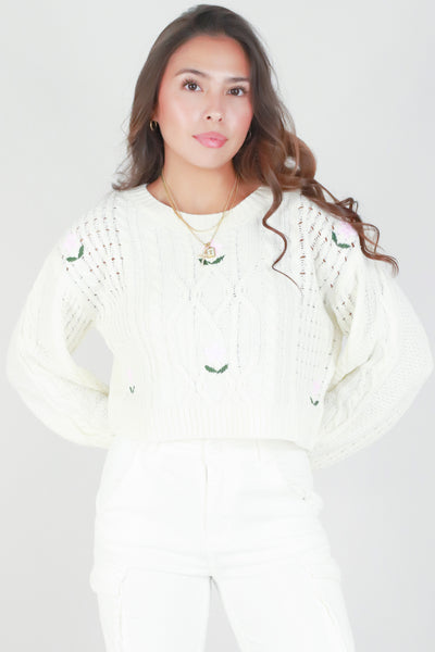 Jeans Warehouse Hawaii - CHUNKY/ACRYLIC SWEATERS - BUY MYSELF FLOWERS SWEATER | By STYLE MELODY