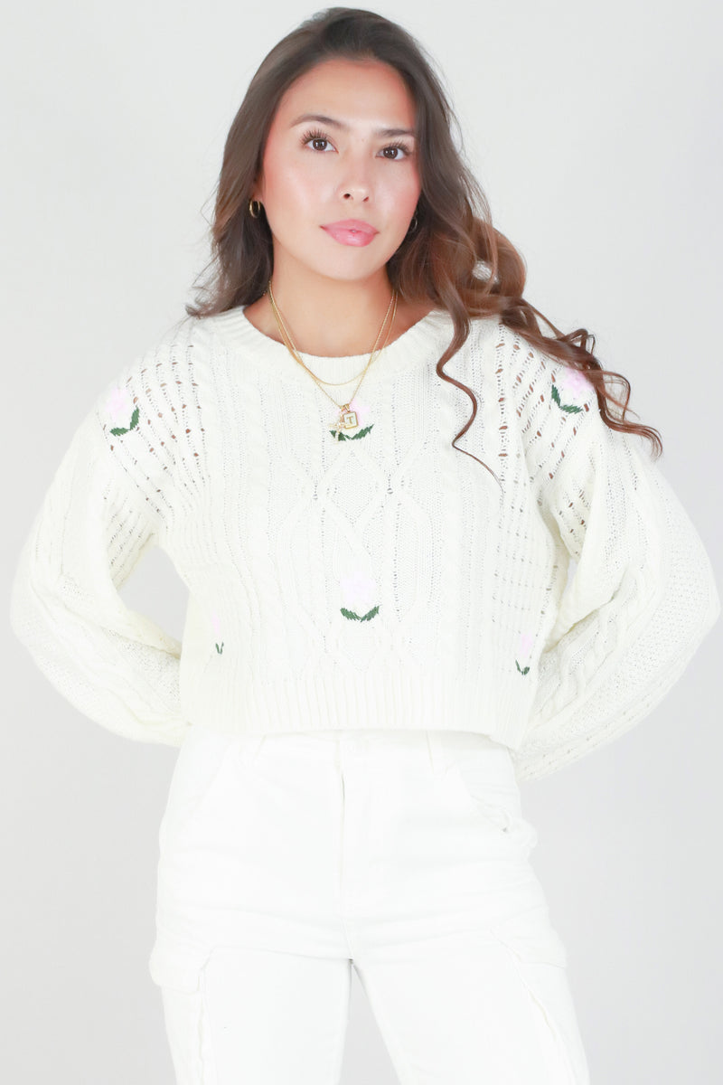 Jeans Warehouse Hawaii - CHUNKY/ACRYLIC SWEATERS - BUY MYSELF FLOWERS SWEATER | By STYLE MELODY