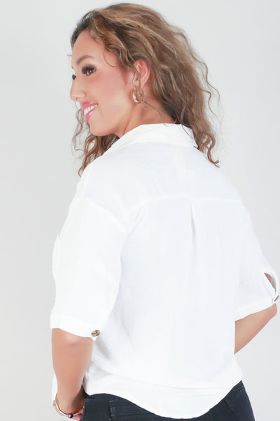 Jeans Warehouse Hawaii - S/S SOLID WOVEN DRESSY TOPS - CAN'T STOP NOW TOP | By IKEDDI IMPORTS