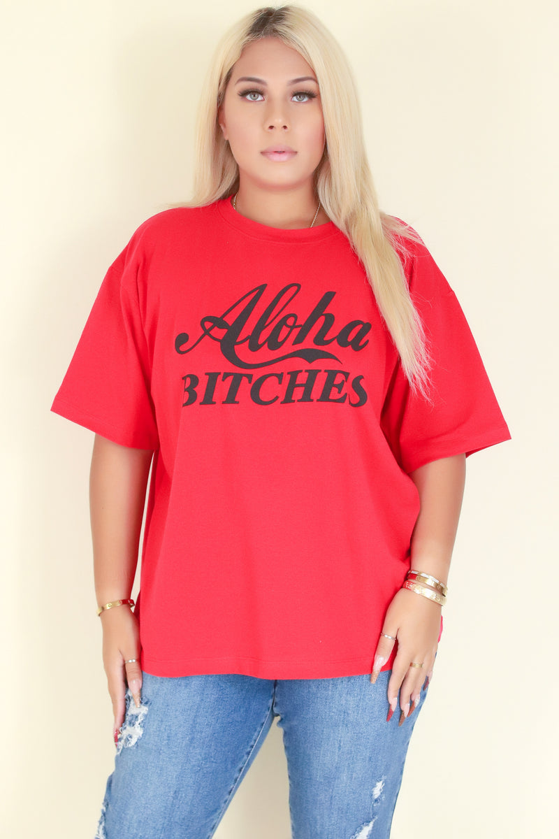 Jeans Warehouse Hawaii - PLUS S/S SCREENS - ALOHA BITCHES TOP | By ROCK & ROSE COUTURE