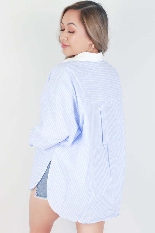 Jeans Warehouse Hawaii - 3/4 & L/S PRINT WOVEN TOPS - OVERSIZED LONGSLEEVE BOYFRIEND SHIRT | By MUSTARD SEED