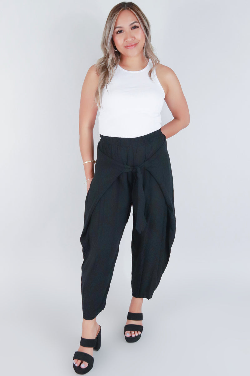 Jeans Warehouse Hawaii - PRINT WOVEN PANTS - TIE FRONT PETAL WRAP PANTS | By FINAL TOUCH