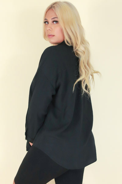 Jeans Warehouse Hawaii - PLUS 3/4&L/S SOLID WOVEN TOPS - DO IT YOURSELF TOP | By AMBIANCE APPAREL
