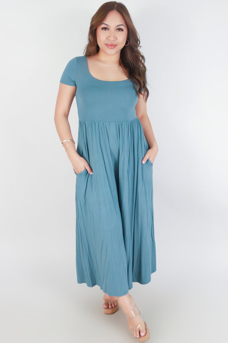 Jeans Warehouse Hawaii - SOLID JUMPERS - SHORT SLEEVE WIDE LEG JUMPSUIT | By OLIVE & CO