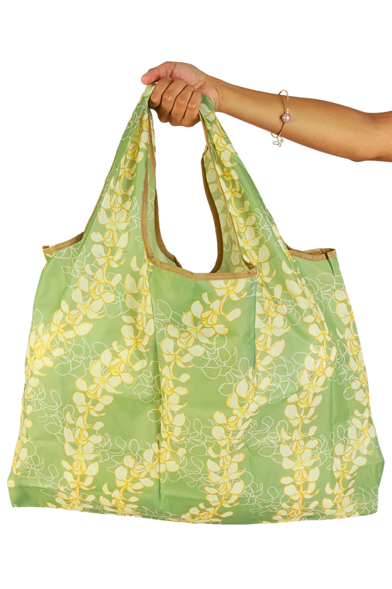 Jeans Warehouse Hawaii - TOTES - PLUMERIA FOLDABLE REUSABLE BAG | By GREENWELL PROMOTIONS LTD