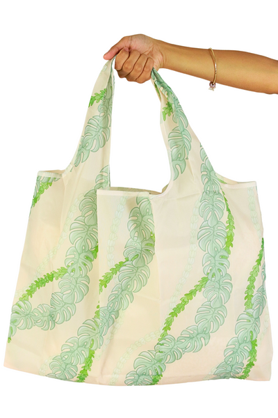 Jeans Warehouse Hawaii - TOTES - MONSTERA PIKAKE FOLDABLE REUSABLE BAG | By GREENWELL PROMOTIONS LTD