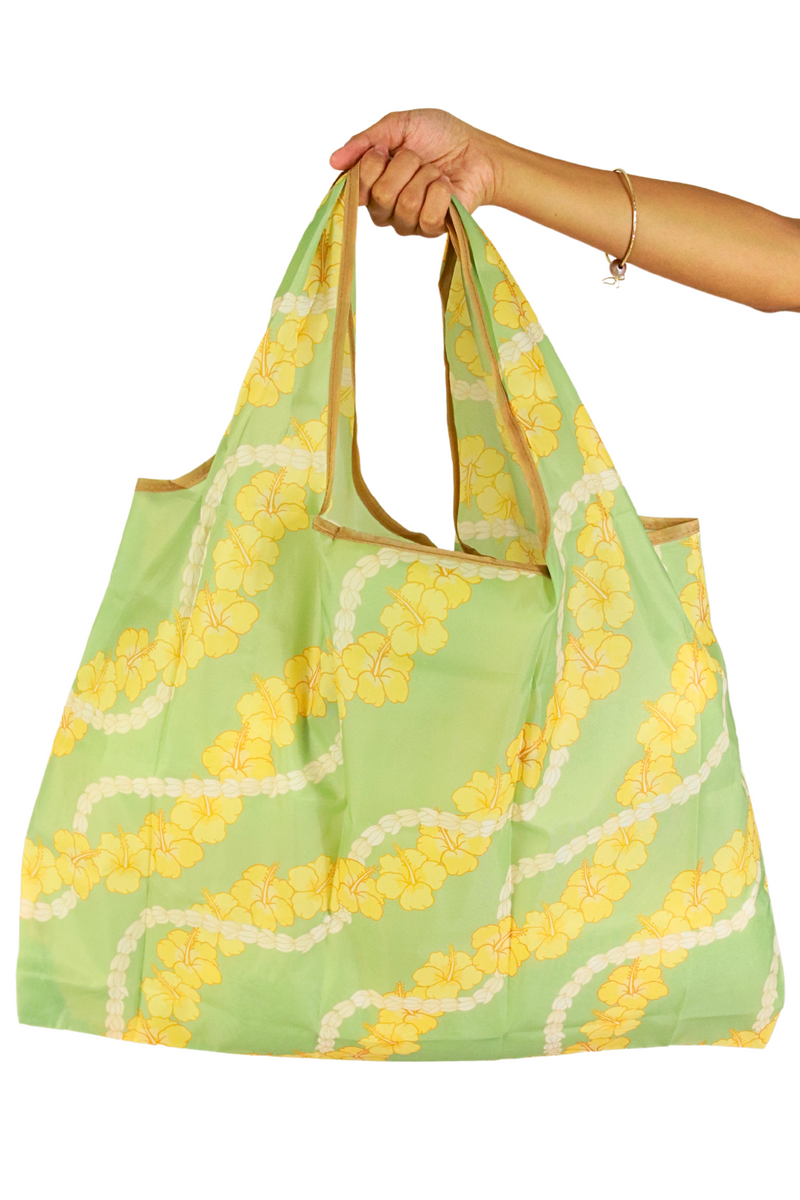 Jeans Warehouse Hawaii - TOTES - HIBISCUS PIKAKE FOLDABLE REUSABLE BAG | By GREENWELL PROMOTIONS LTD