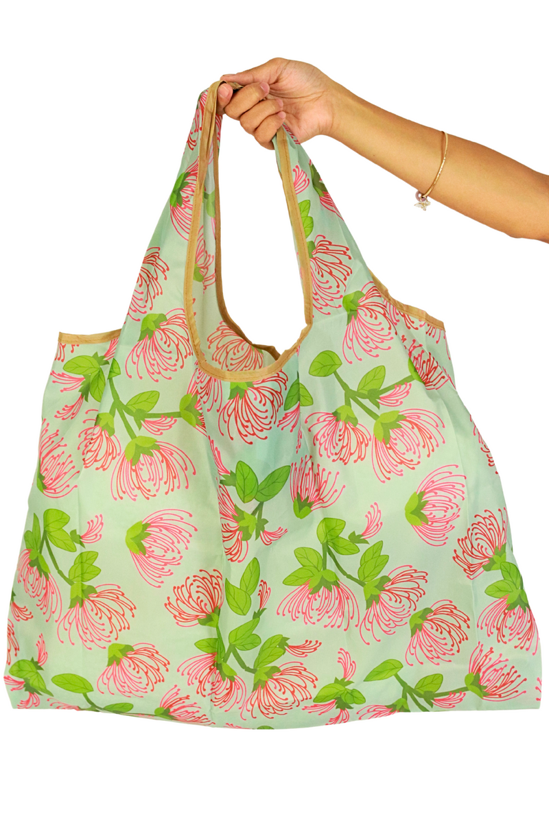 Jeans Warehouse Hawaii - TOTES - OHIA LEHUA FOLDABLE REUSABLE BAG | By GREENWELL PROMOTIONS LTD