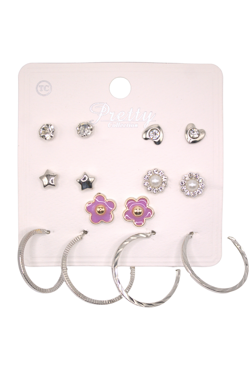 Jeans Warehouse Hawaii - MULTI ON CARD - SILVER BADDIE EARRING SET | By NURI IMPORT INC.