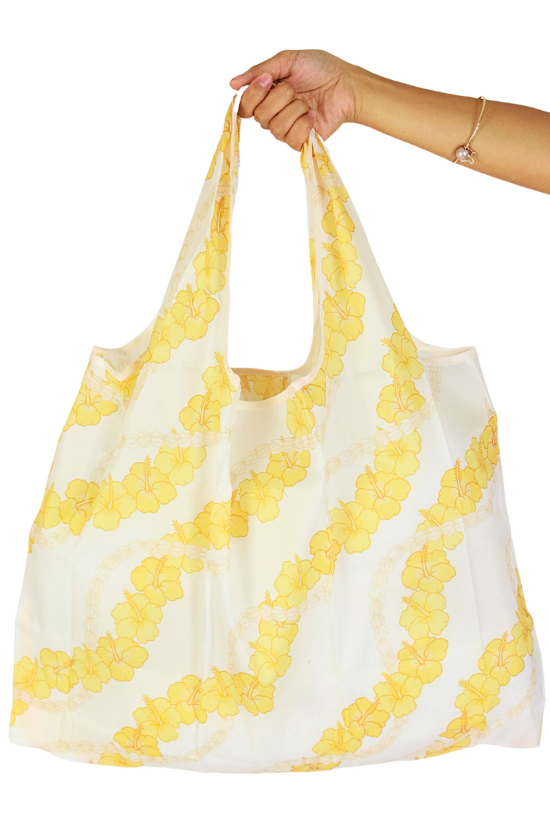 Jeans Warehouse Hawaii - TOTES - HIBISCUS PIKAKE FOLDABLE REUSABLE BAG | By GREENWELL PROMOTIONS LTD