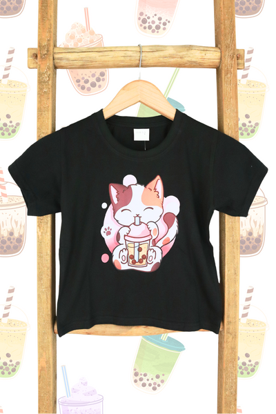 Jeans Warehouse Hawaii - S/S PRINT TOPS 4-6X - BOBA CAT TEE | KIDS SIZE 4-6X | By GREENWELL PROMOTIONS LTD