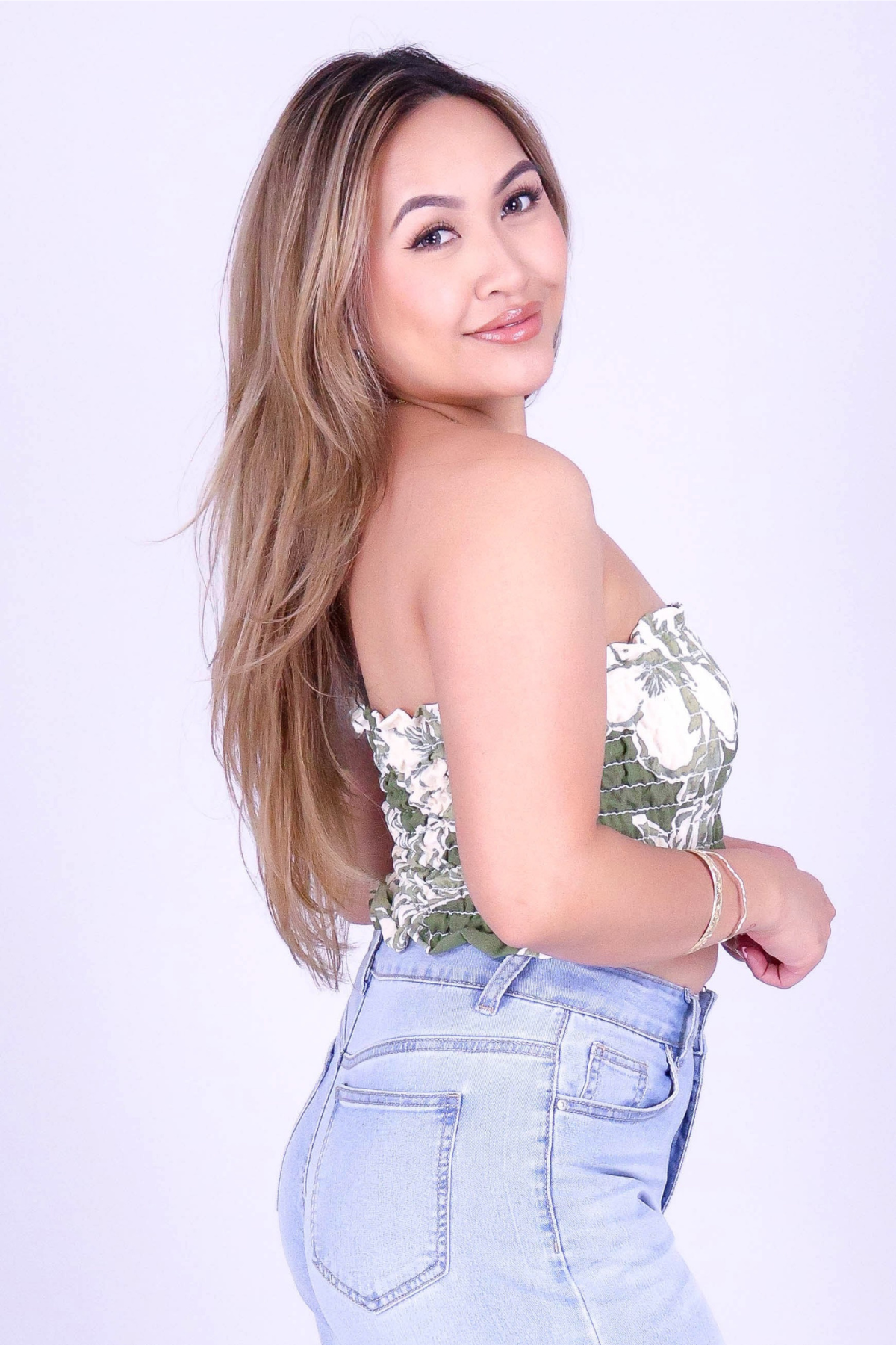 IN FULL BLOOM SMOCKED TUBE TOP