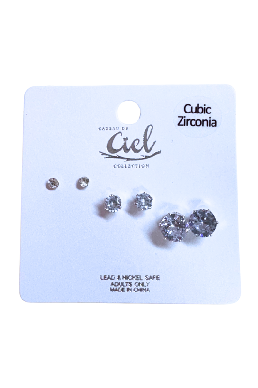 CLASSIC CZ STUD TRIO