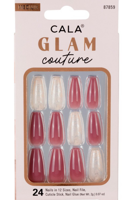 RED MARBLE PRESS ON NAILS