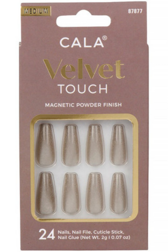 VELVET SILVER CAT EYE PRESS ON NAILS