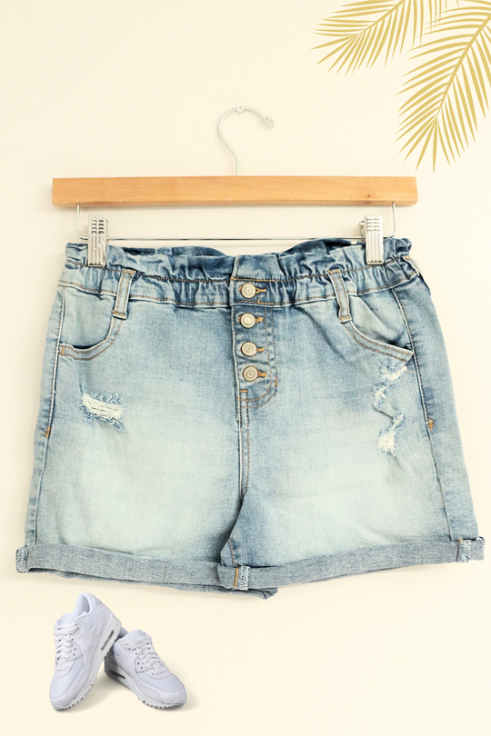 BUTTON UP DENIM SHORTS | KIDS SIZE 7 - 16