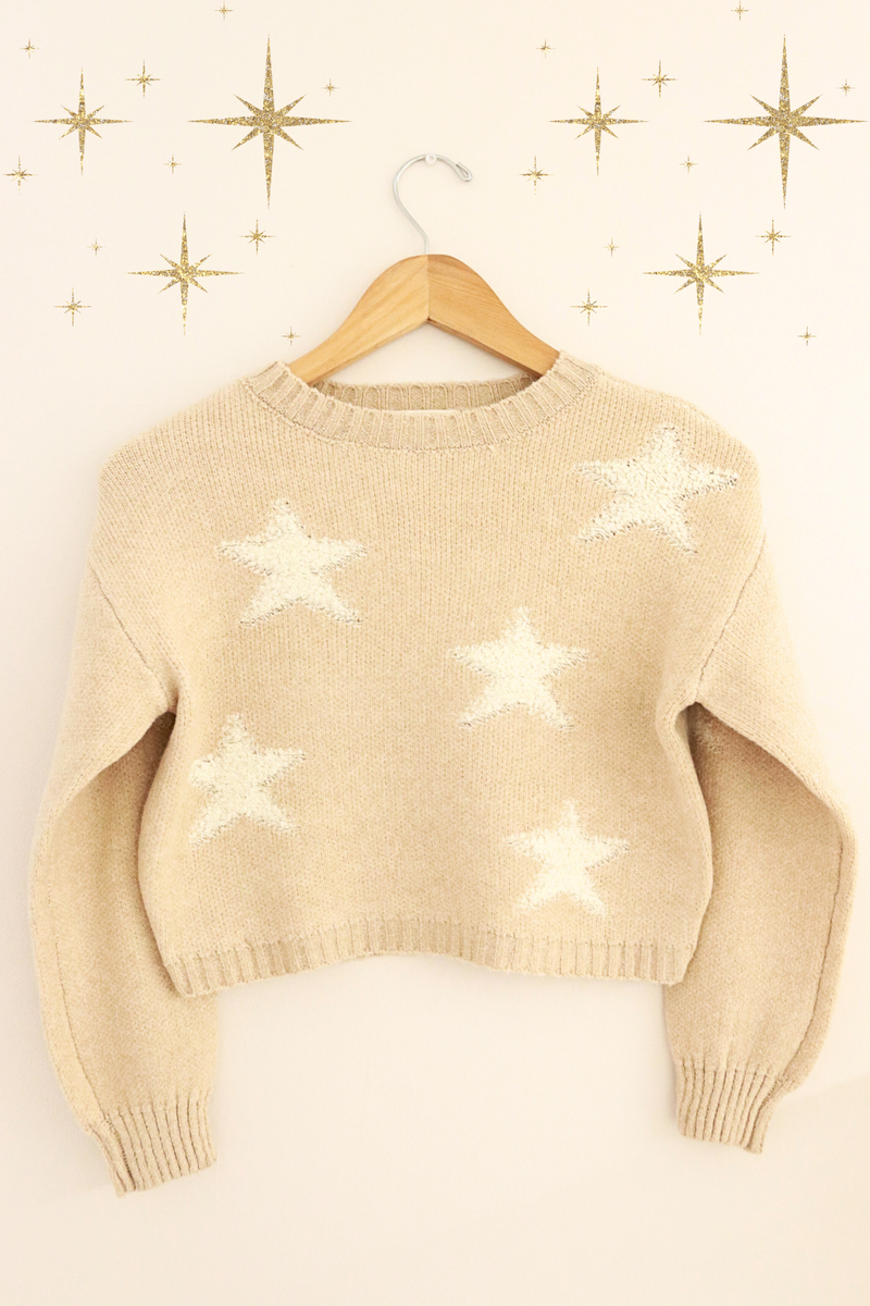 Jeans Warehouse Hawaii - L/S PRINT TOPS 7-16 - STAR SWEATER | KIDS SIZE 7 - 16 | By IKEDDI IMPORTS
