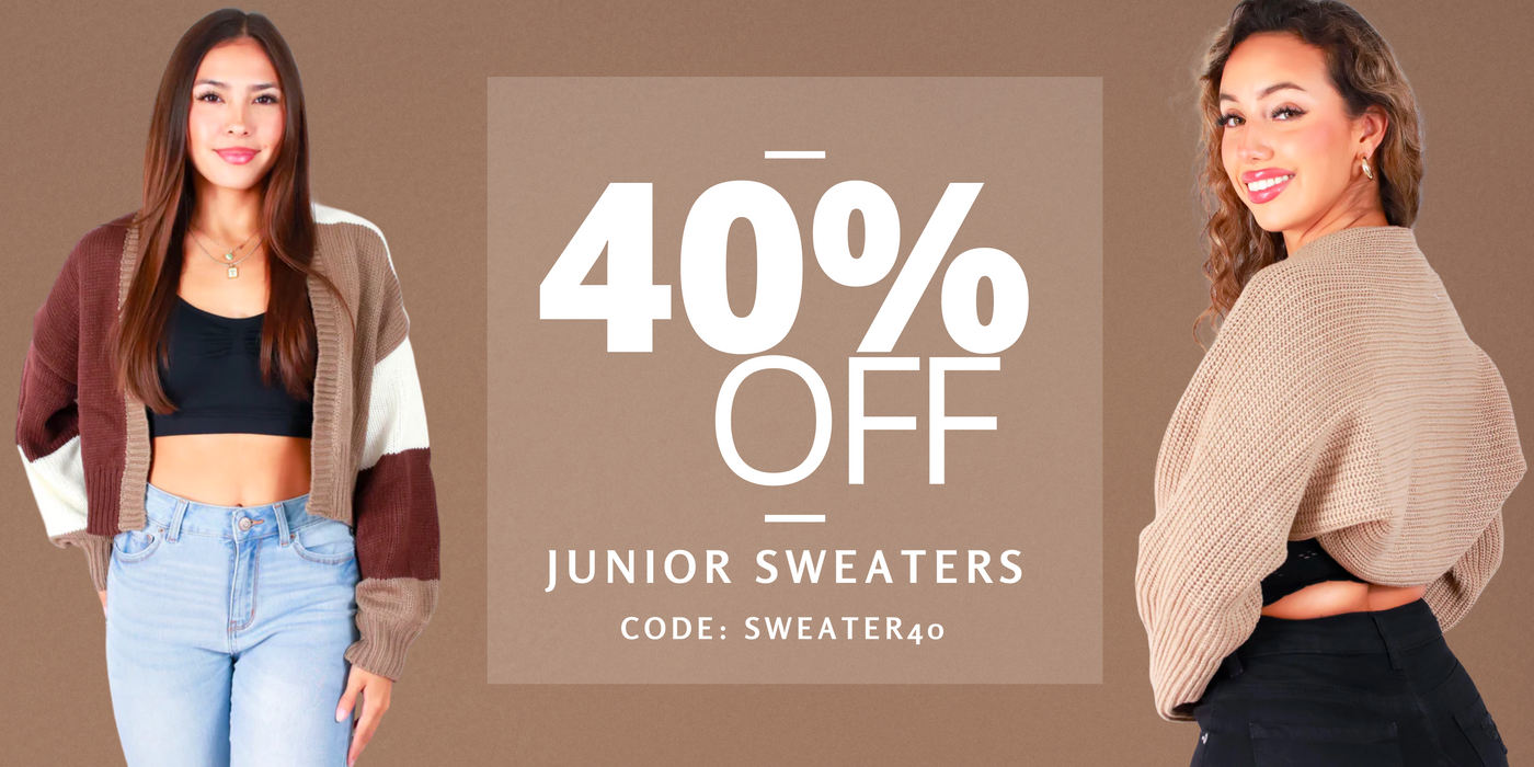 40% Off Junior Sweaters Using Code: SWEATER40