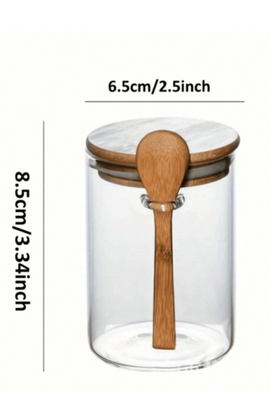 Jeans Warehouse Hawaii - MISC ACCESSORY - SMALL GLASS STORAGE CONTAINER WITH SPOON | By GREENWELL PROMOTIONS LTD