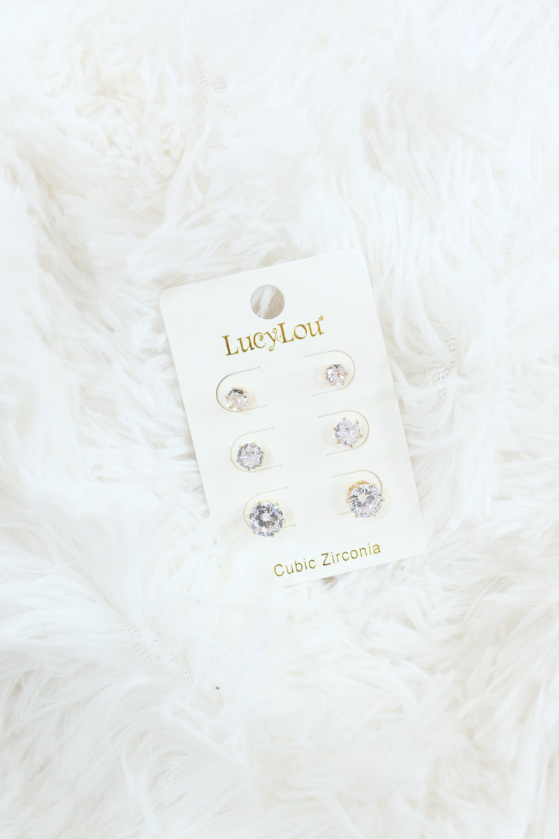 Jeans Warehouse Hawaii - CUBIC Z STUDS - GOLD CZ STUDS | By LB COLLECTION (LB&