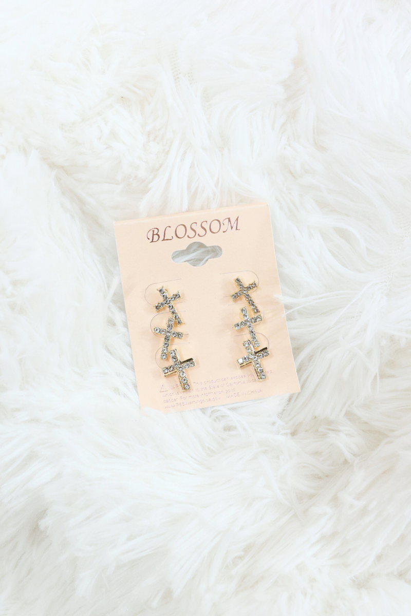 Jeans Warehouse Hawaii - MULTI ON CARD - CROSS STUD EARRINGS | By GOLDEN TOUCH IMPORT (CA)