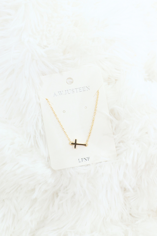 THICK SIDEWAY CROSS NECKLACE