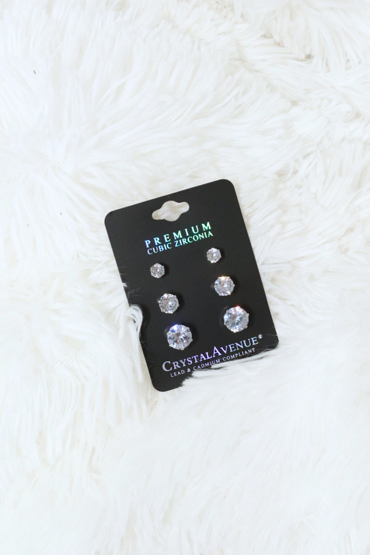 SILVER 3 PAIR STUDS (S-L)